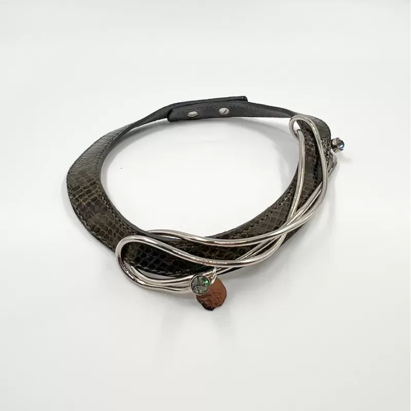 Lavinia Gümüş Haki Derili Tasma