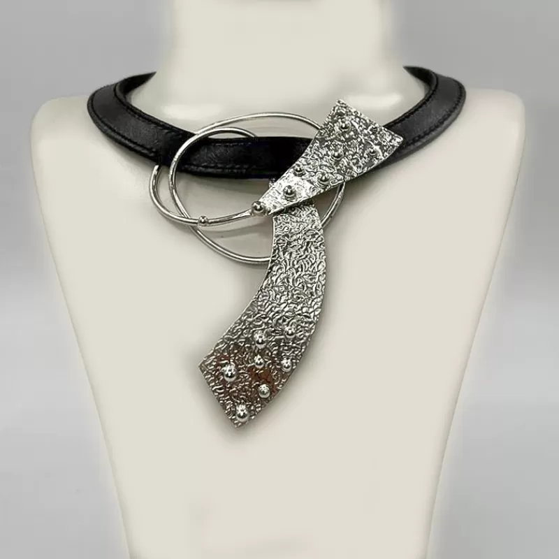 La Scala Siyah Derili Gümüş Tasma