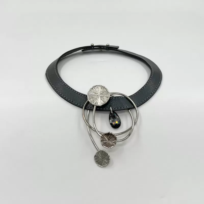 Venüs Tris Gümüş Antrasit Derili Tasma