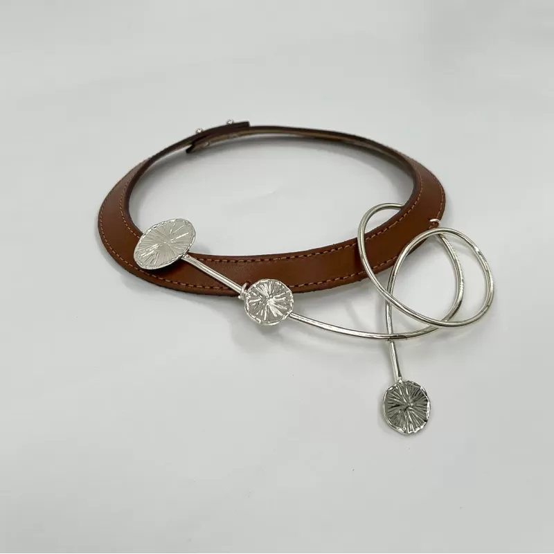 Venüs Lunga Tris Gümüş Camel Derili Tasma